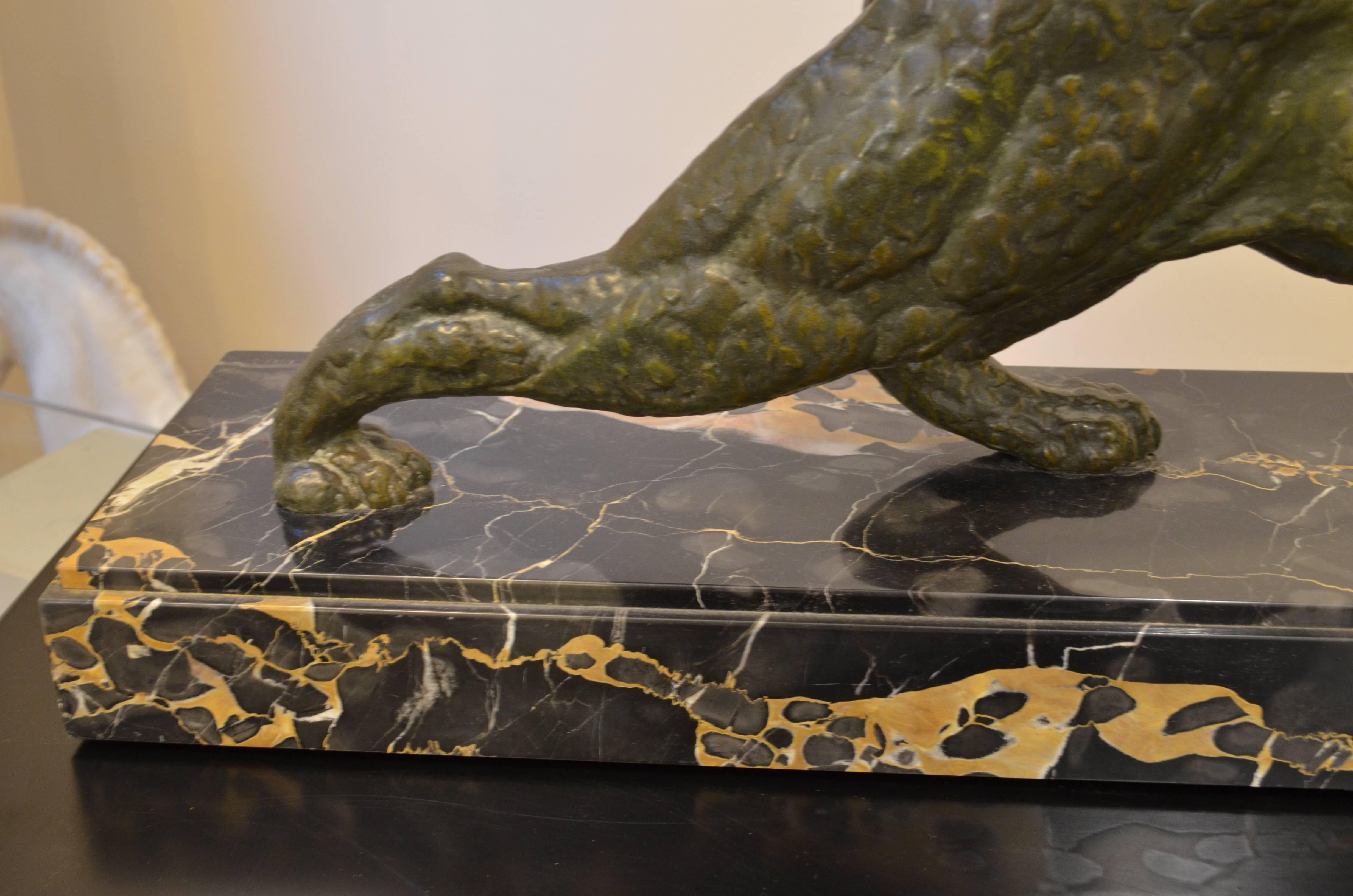 1930s Art Deco Chiparus Panther Bronze marble base Sculpture 5