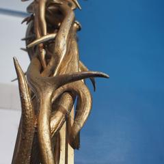 Large Gold Painted Antler Mirror