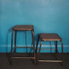 Heavy Tubular Steel Factory Stools, circa 1950, Set of Six