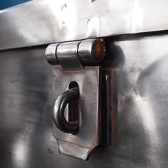 Vintage Polished Steel Storage Trunk on Lockable Casters