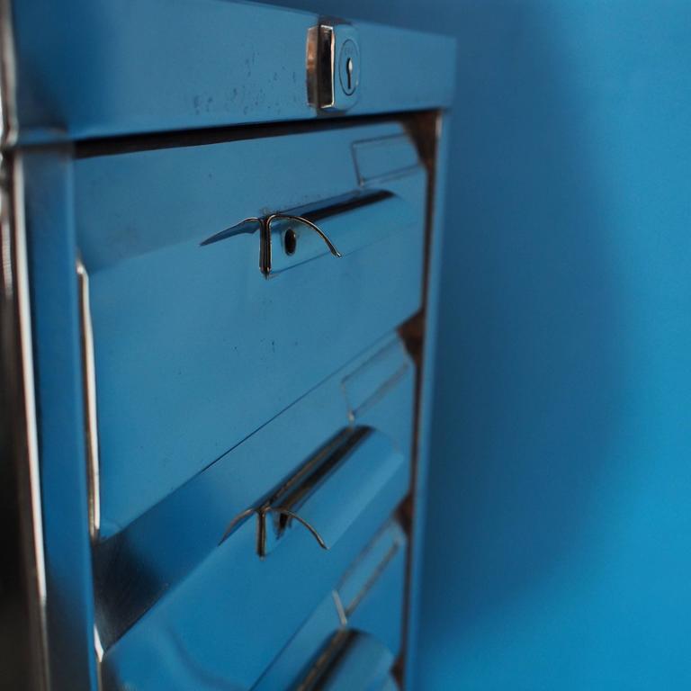 Vintage Steel Filing with Nine Deep Drawers, Stripped and