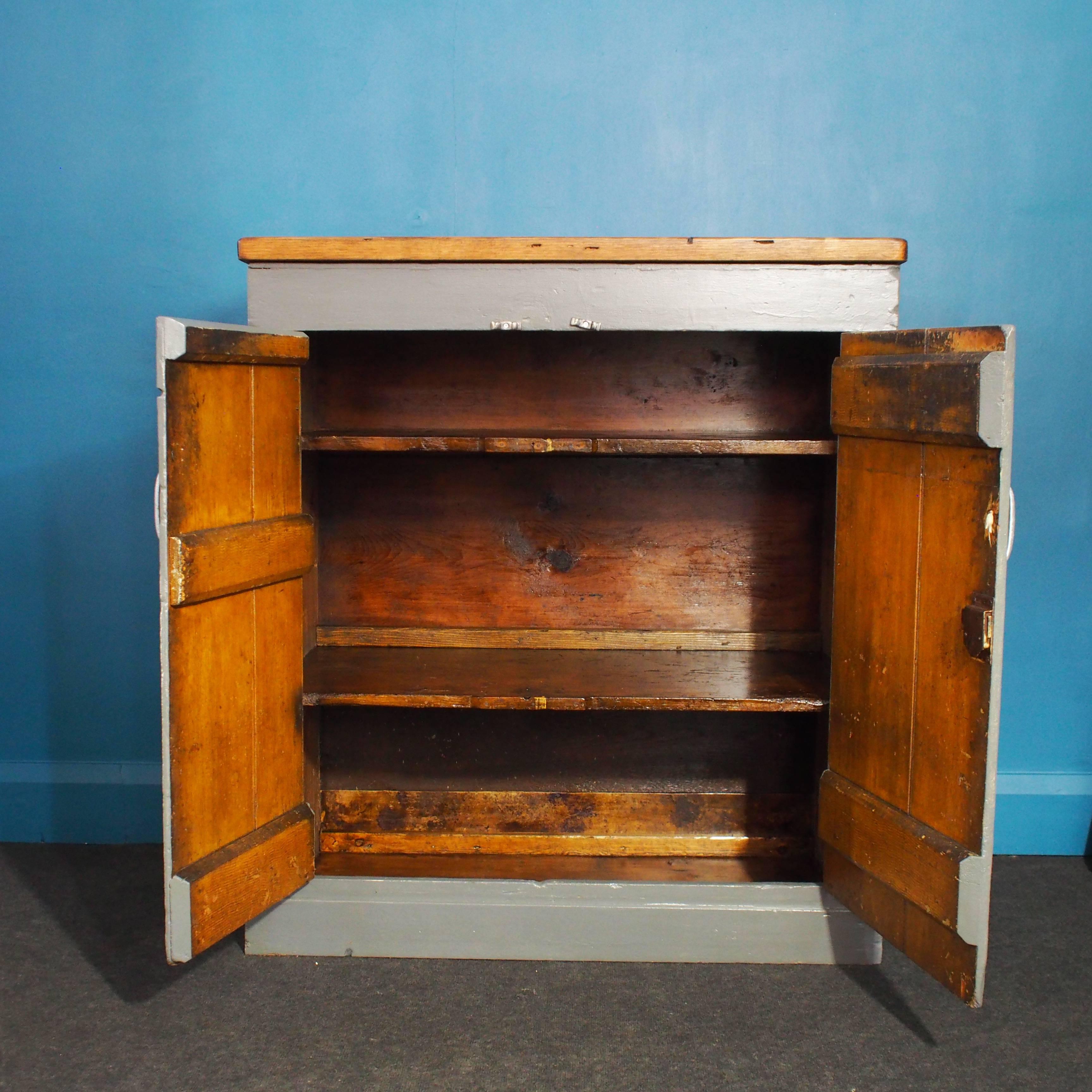 Primitive English Hand-Built Wooden Shelved Cabinet, circa 1940s For Sale
