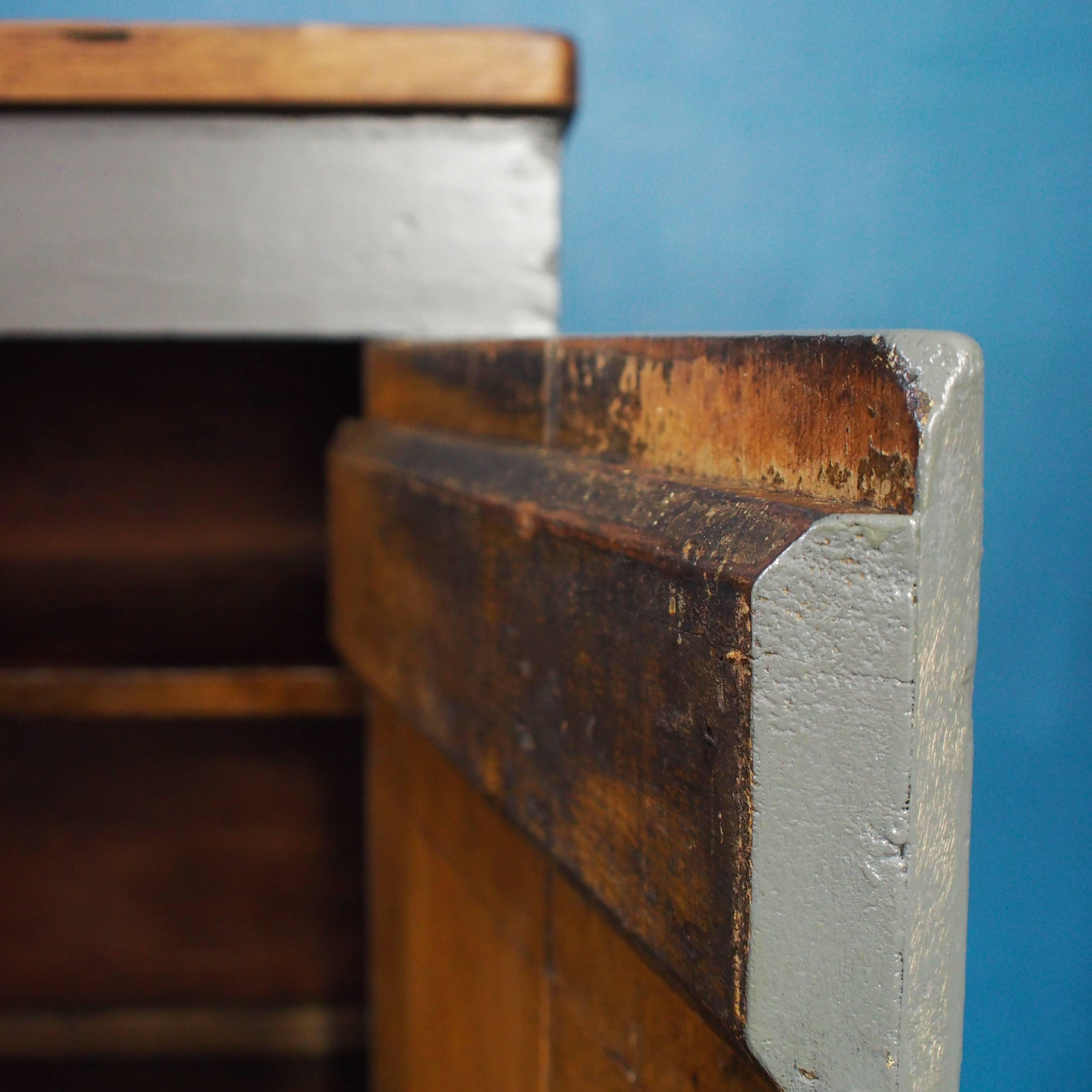 Hand-Crafted English Hand-Built Wooden Shelved Cabinet, circa 1940s For Sale