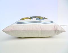 Vintage Hermes Pink Equestrian Silk Scarf and Irish Linen Cushion Pillow