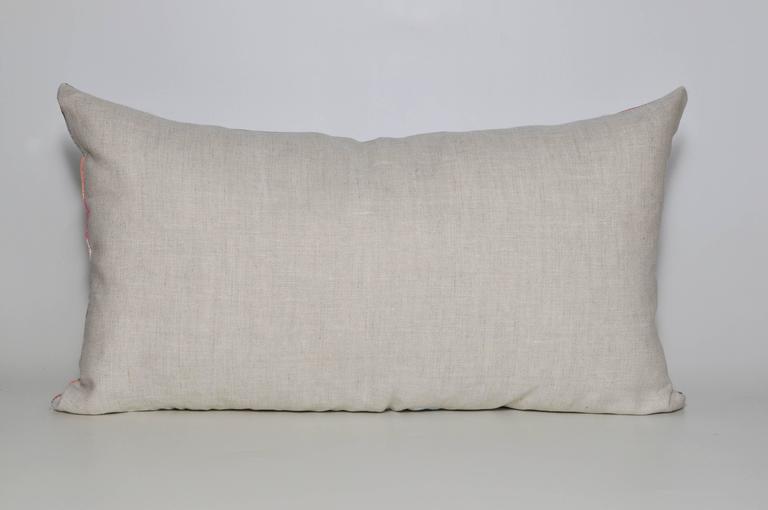 Vintage Nepali Orange White Red and Green Dhaka with Irish Linen