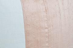 French Antique Pink Peach Silk and White Irish Linen Geometric Cushions Pillows