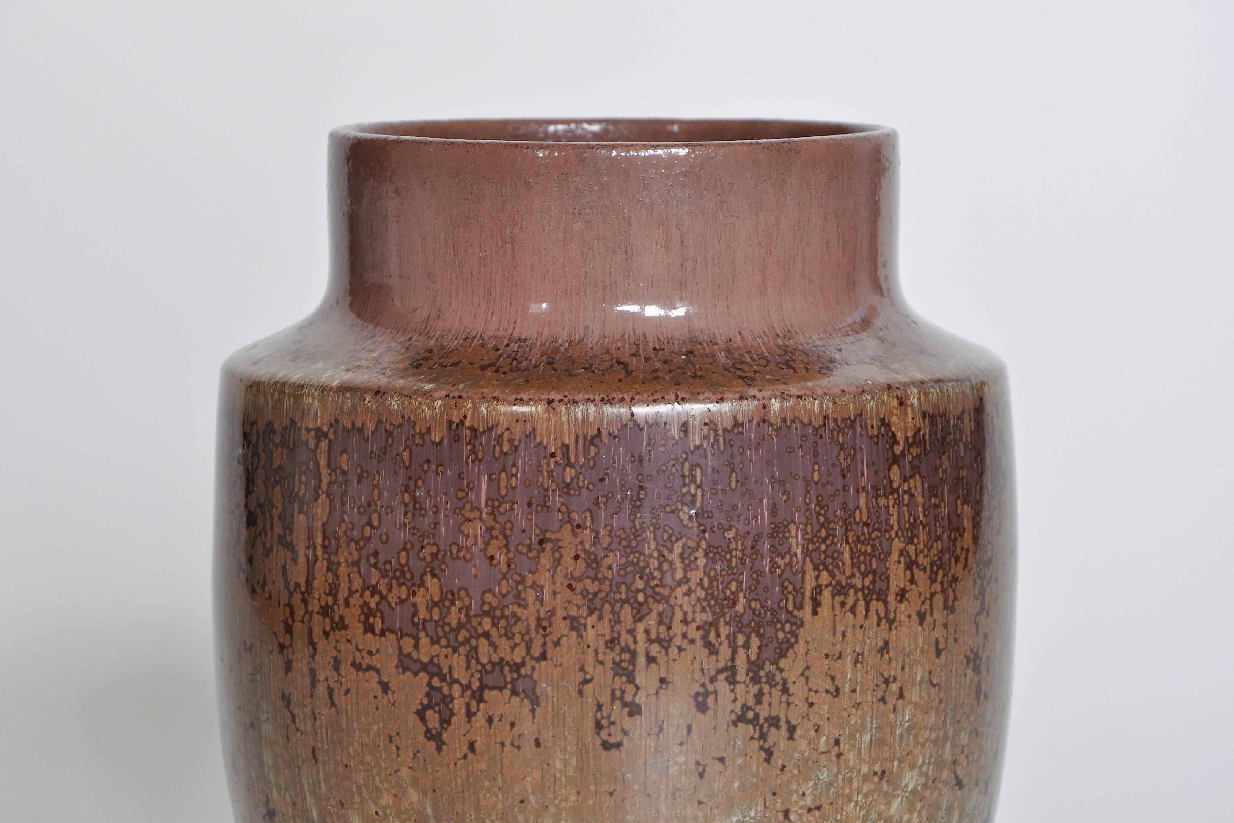 French Art Nouveau Brown Sarreguemines Cristalline Ceramic Pot Vase In Excellent Condition In Great Britain, Northern Ireland