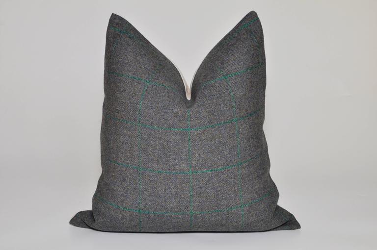 Vintage Green Donegal Plaid Tweed Irish Wool with Irish Linen Cushion