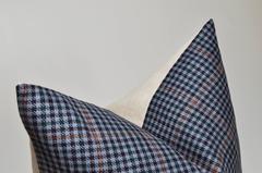 Vintage Navy Blue Orange Donegal Tweed Irish Wool and Irish Linen Cushion Pillow