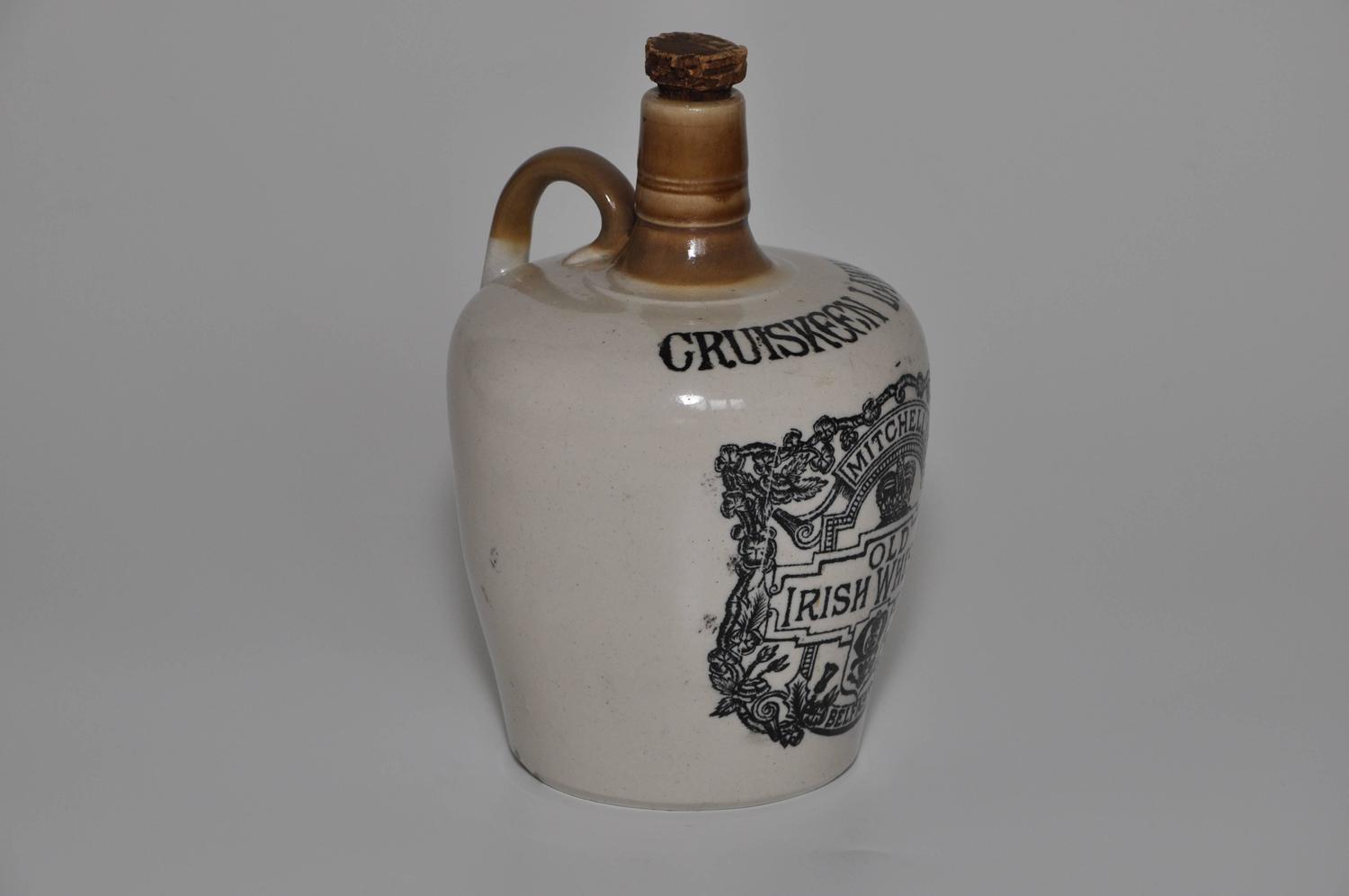 Old Antique Irish Whiskey Ceramic Stoneware Jug For Sale at 1stdibs