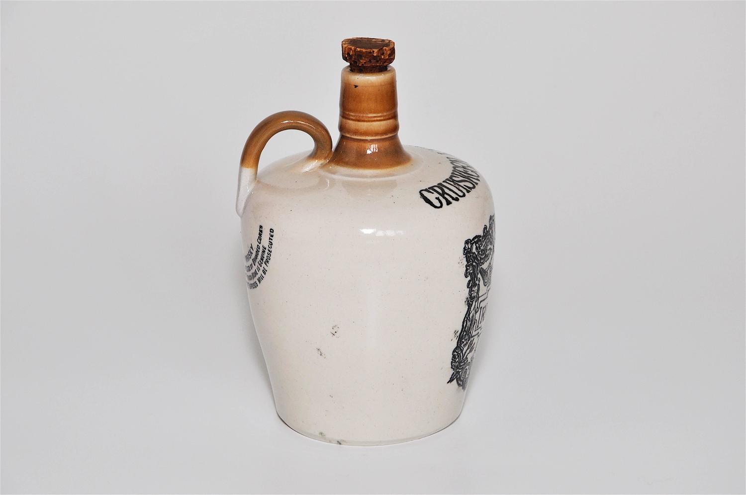 Old Antique Irish Whiskey Ceramic Stoneware Jug For Sale at 1stdibs