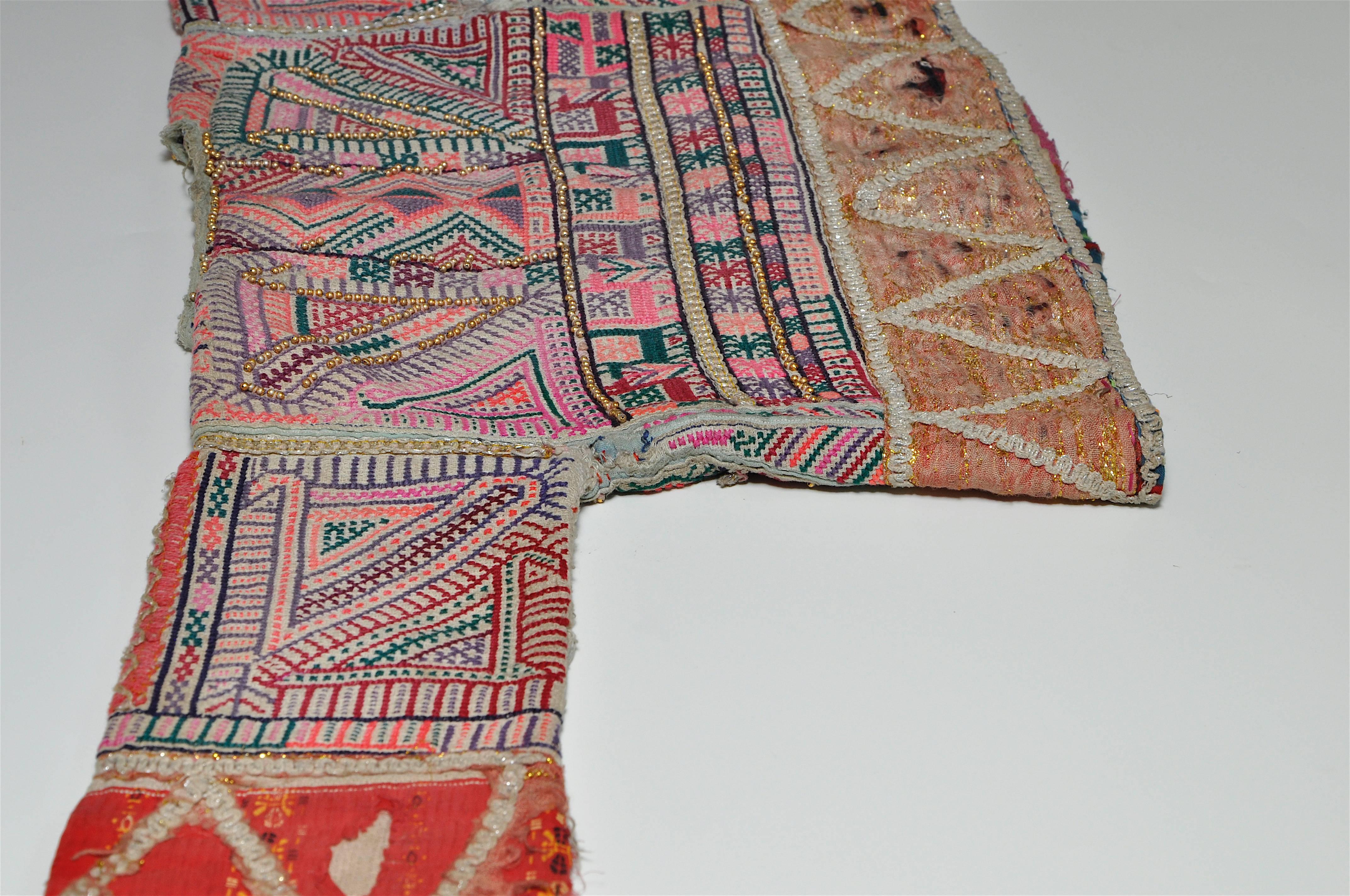 Nepalese Vintage Ethnic Embroidered Baby Jacket from Nepal Pink Green Red For Sale