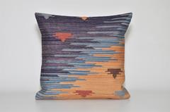 Vintage Peruvian Textile Rug with Irish Linen Cushion Pillow