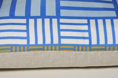 Vintage Schiaparelli Blue Geometric Silk Scarf with Irish Linen Cushion Pillow