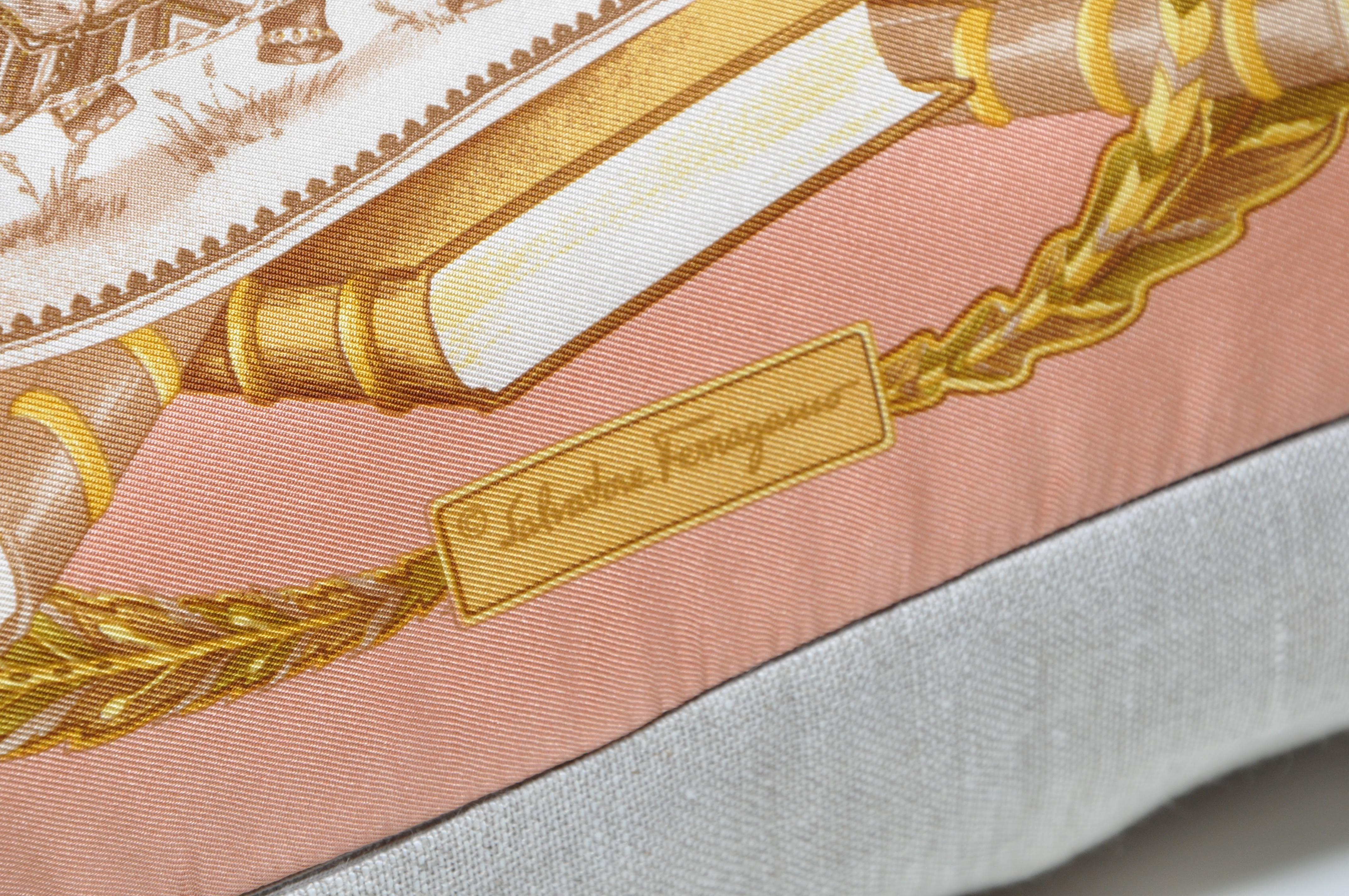 Custom-made one-of-a kind luxury cushion (pillow) created from a stunning vintage silk Salvatore Ferragamo fashion scarf in an elaborate and elegant design.

Salvatore Ferragamo was an innovative shoe designer from Milan renowned for his iconic