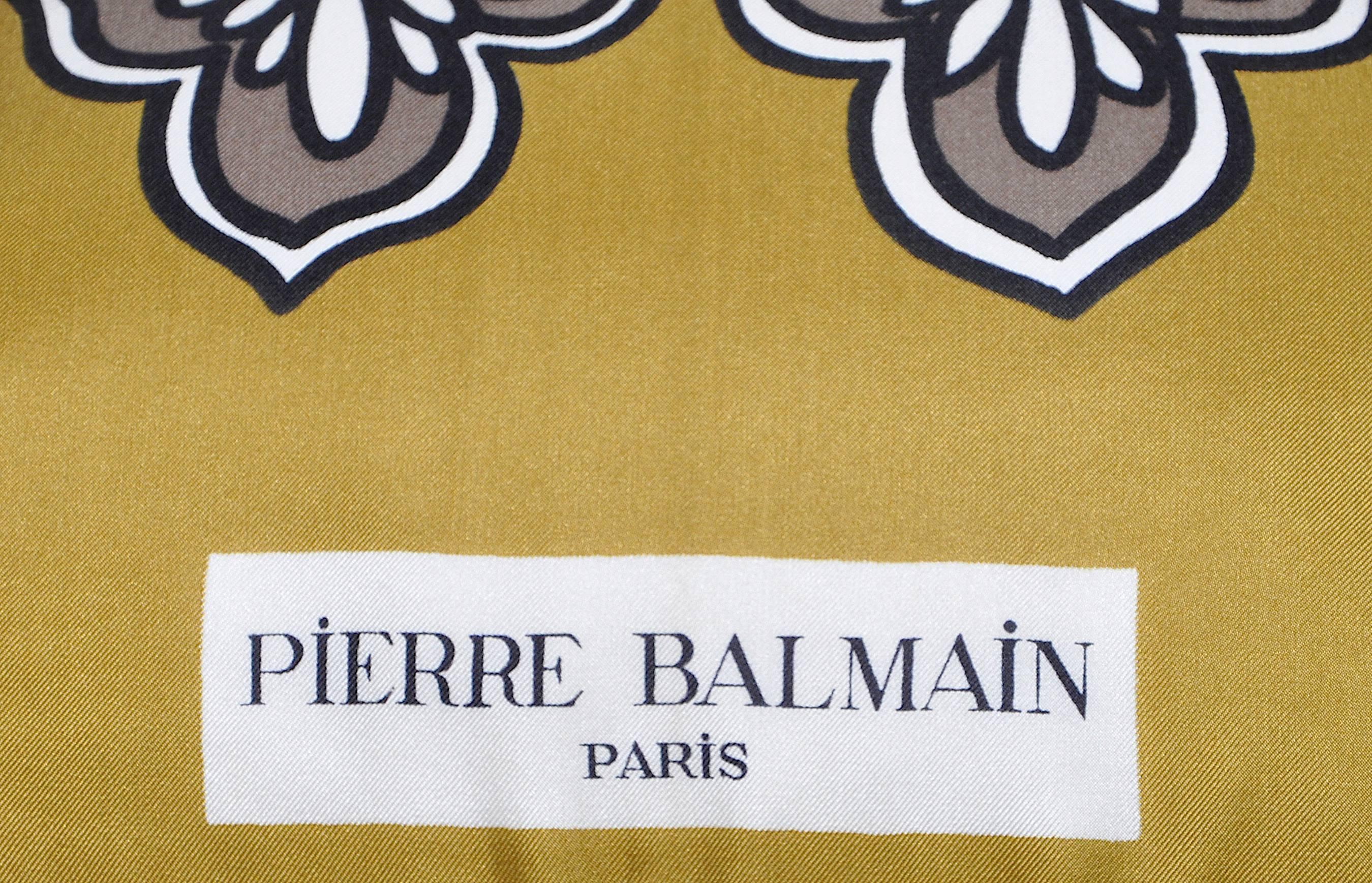 French Set of Vintage Pierre Balmain Gold Pink Silk Scarf Irish Linen Cushions Pillows