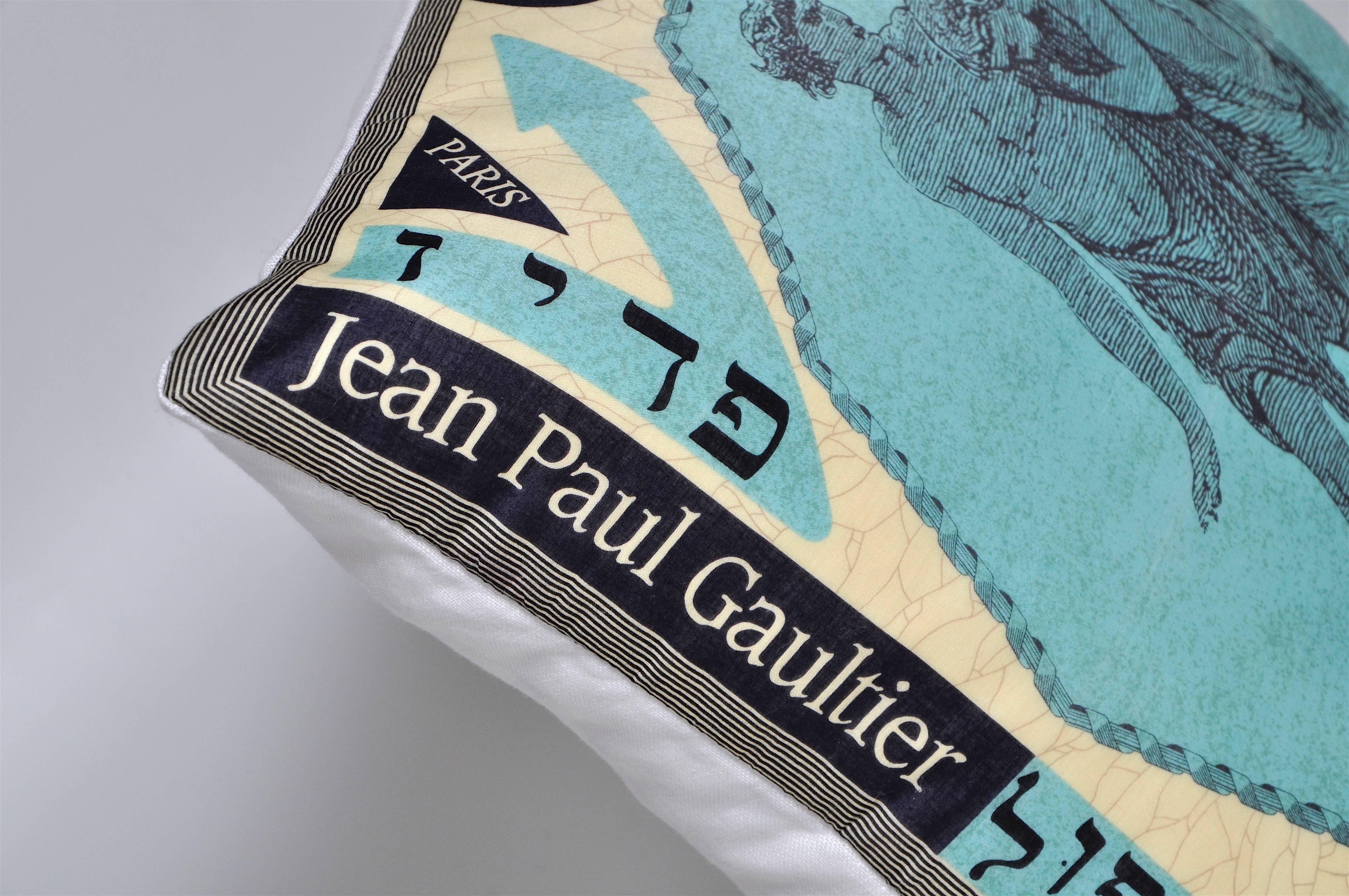 Classical Greek Vintage Jean Paul Gaultier Scarf with Irish Linen Cushion Pillow