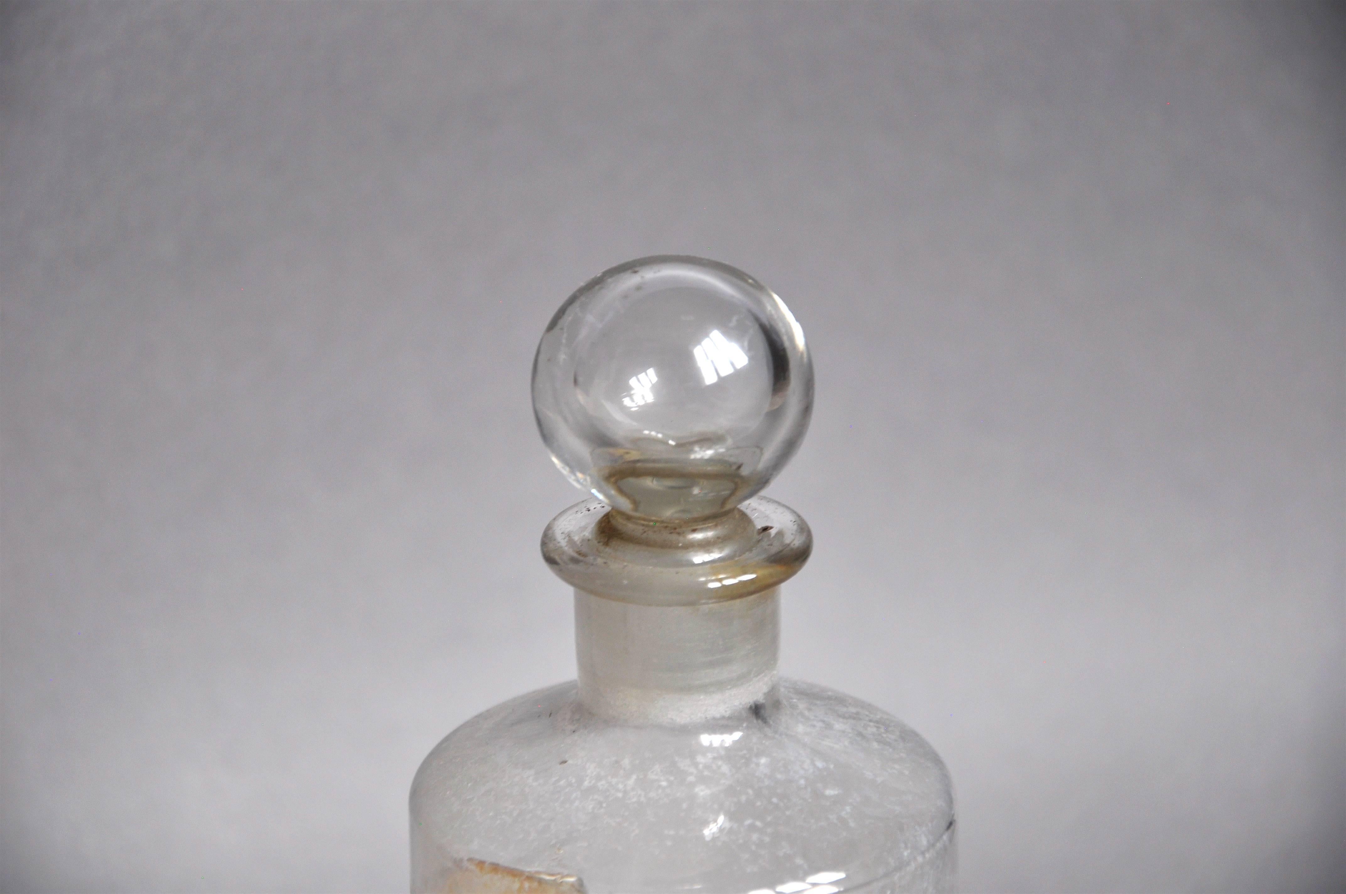 Victorian Christmas - Rare Antique Pharmacy Bottle, ‘Lavender’ Apothecary Glass Gold Leaf For Sale