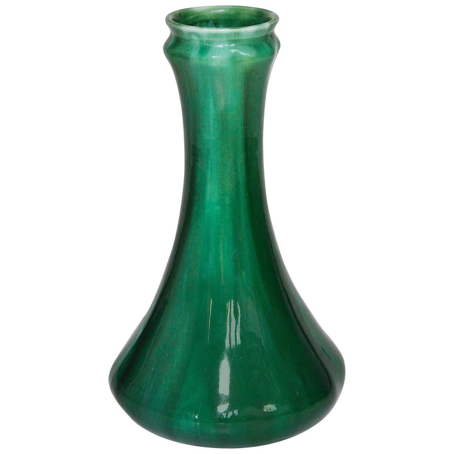 Pilkingtons Royal Lancastrian Emerald Green Art Nouveau Ceramic Pot Vase