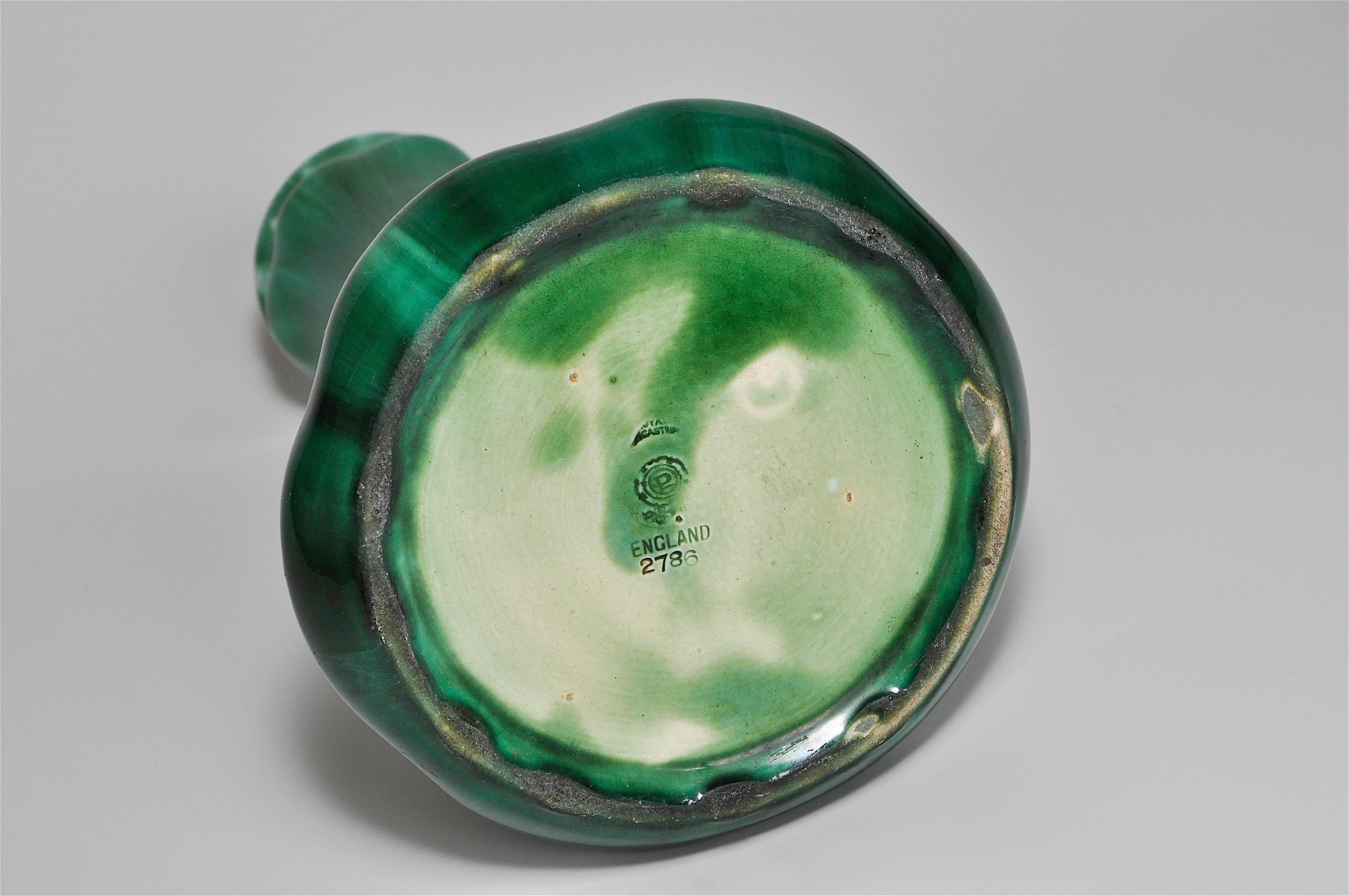 Pilkingtons Royal Lancastrian Emerald Green Art Nouveau Ceramic Pot Vase 1