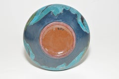 Hand-Painted Dutch Style Art Nouveau Vase Pot in Blue and Turquoise