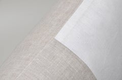 Large Contemporary Natural Irish Linen Pillow with Vintage White Patch
