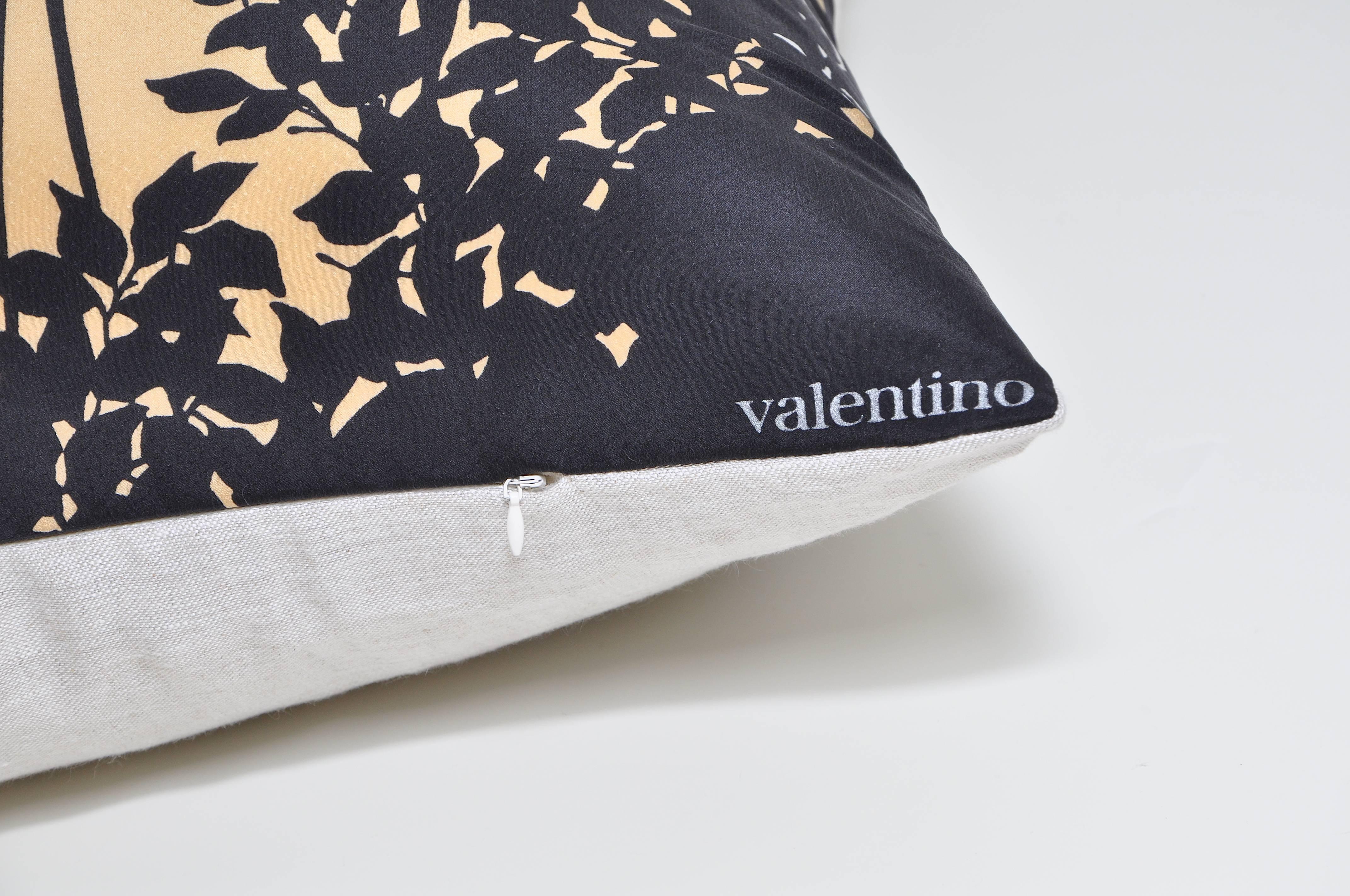 This cushion is a one-of-a-kind and part of a sustainability project. 
It has been created from an up-cycled, recycled luxury fabric, used with the intentions of promoting a more eco-friendly environment by using already existing materials. We both