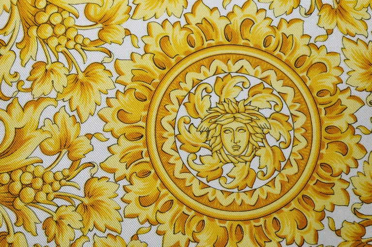 Vintage Versace Green Medusa Silk Fabric and Irish Linen Cushion Pillow