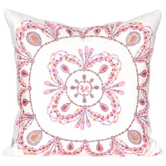 Vintage Nina Ricci Pink Fabric with Irish Linen Cushion Pillow