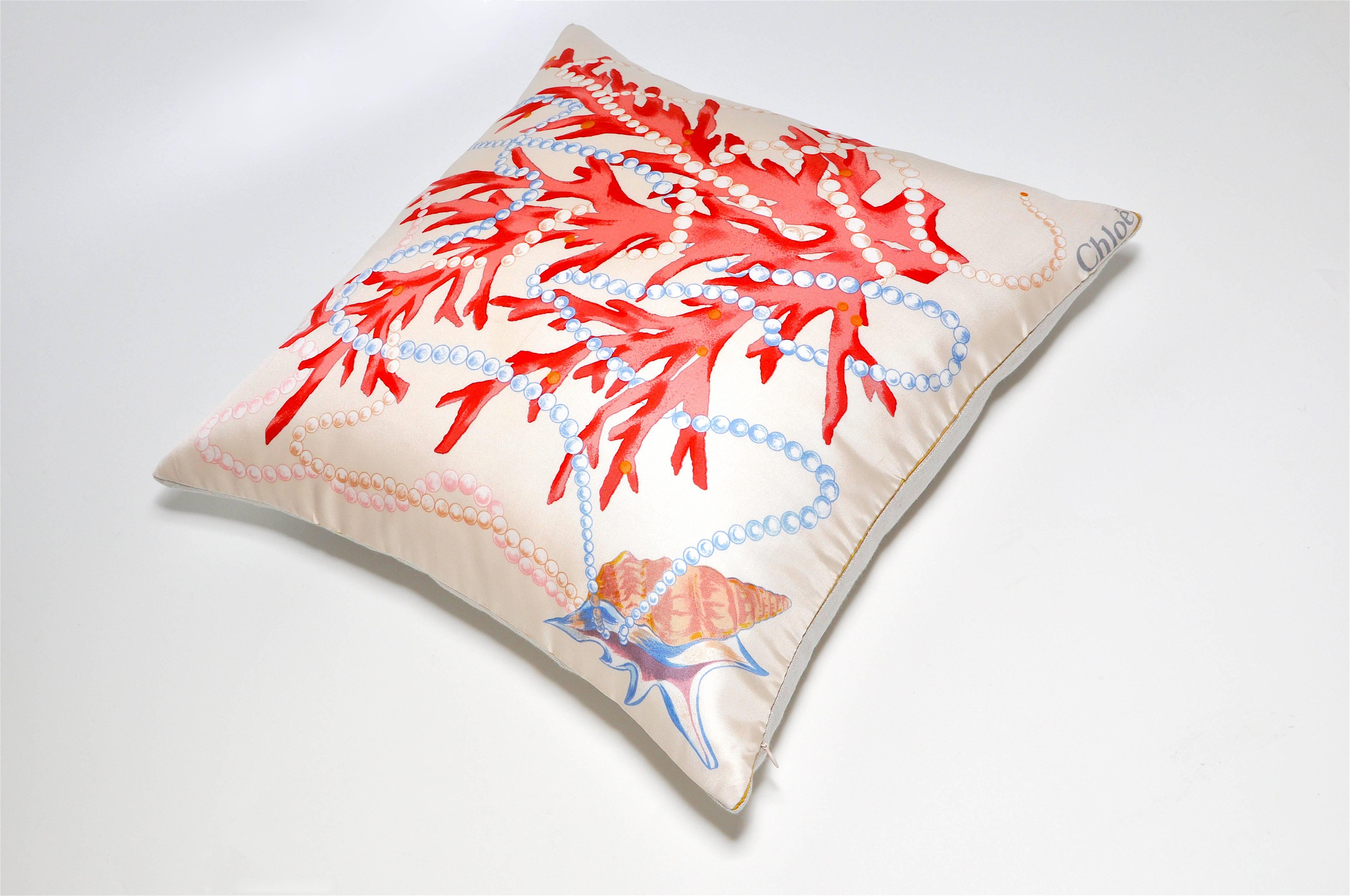 20th Century Vintage Chloe Nautical Silk Fabric with Irish Linen Cushion Pillow For Sale