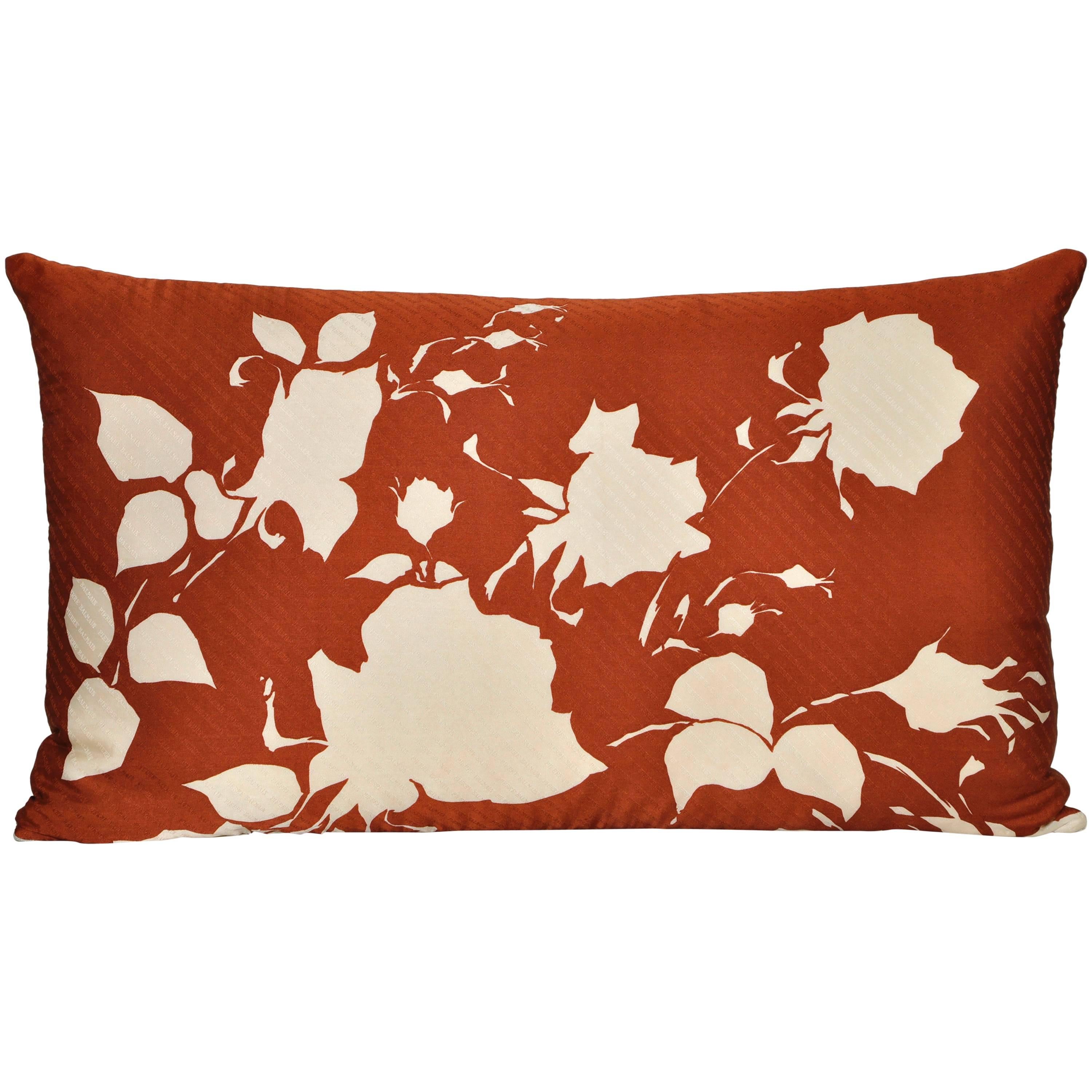Vintage Pierre Balmain Silk Fabric with Irish Linen Cushion Pillow For Sale