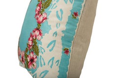 Vintage French Silk Scarf Fabric Cushion Pillow with Irish Linen