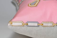 Vintage Cartier Diamonds Pink Silk Fabric with Irish Linen Pillow (flawed)