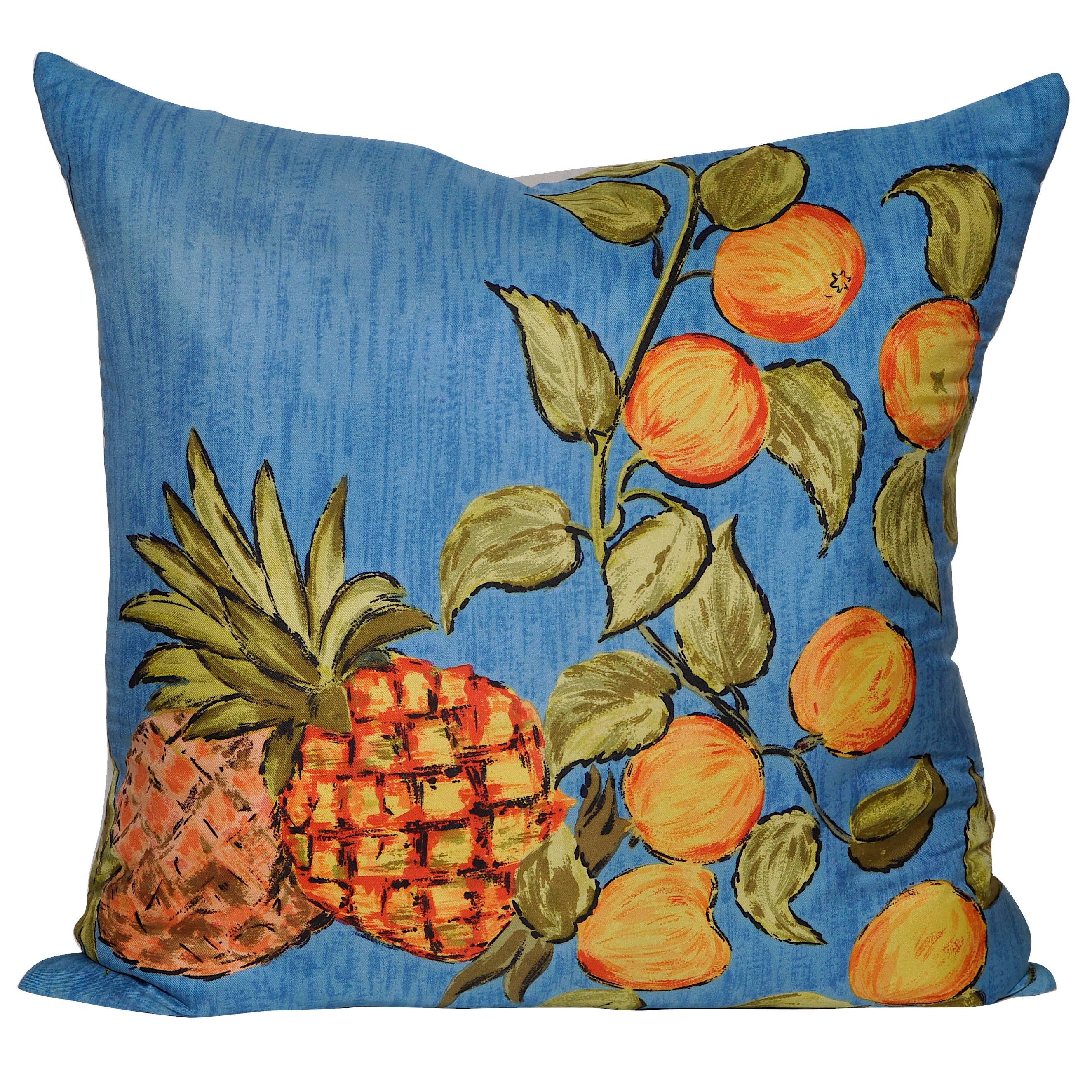 Vintage Liberty of London Pineapple Silk Fabric and Irish Linen Cushion Pillow