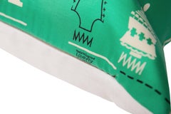 Vintage Liberty of London Green Print Silk Fabric and Irish Linen Cushion Pillow