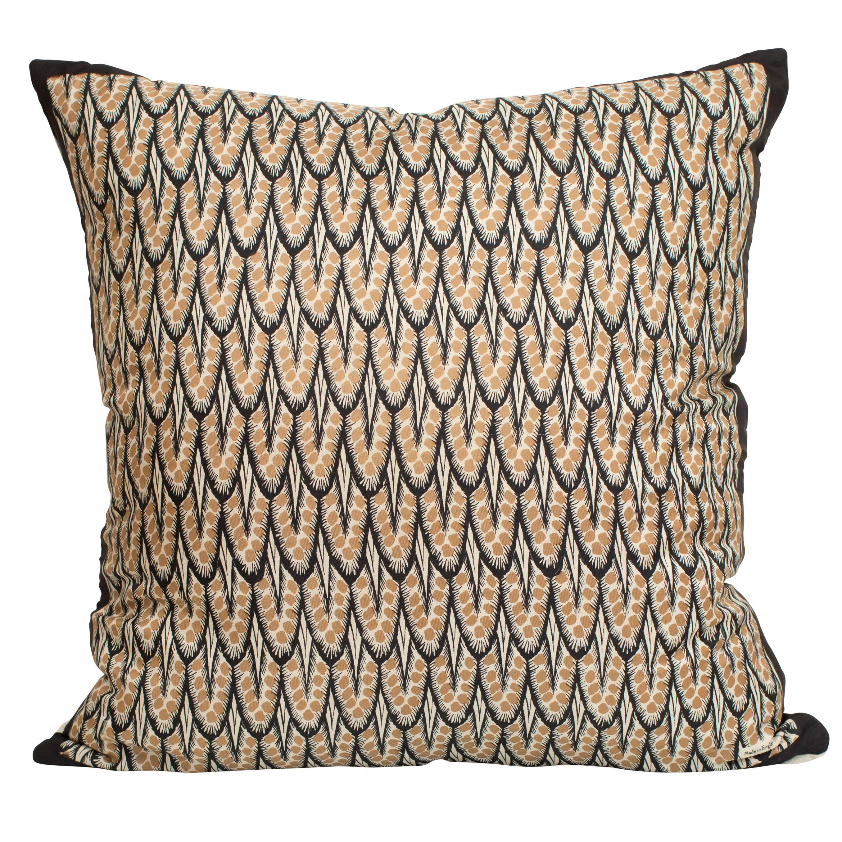 Vintage Liberty of London Art Deco Silk Fabric and Irish Linen Cushion Pillow For Sale
