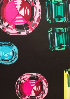 Vintage Crystals Jewels Echo Silk Fabric with Irish Linen Cushion Pillow