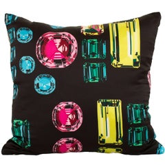 Retro Crystals Jewels Echo Silk Fabric with Irish Linen Cushion Pillow