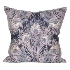 Retro Liberty of London Peacock Silk Fabric with Irish Linen Cushion Pillow