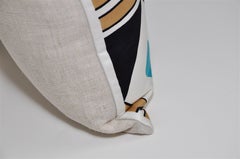 Large Vintage Jacques Heim French Silk Fabric with Irish Linen Cushion Pillow