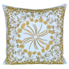 Vintage Blue Salvatore Ferragamo Fabric with Irish Linen Cushion Pillow