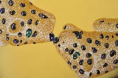 Vintage Cartier Gold Panther Silk Fabric with Irish Linen Cushion Pillow