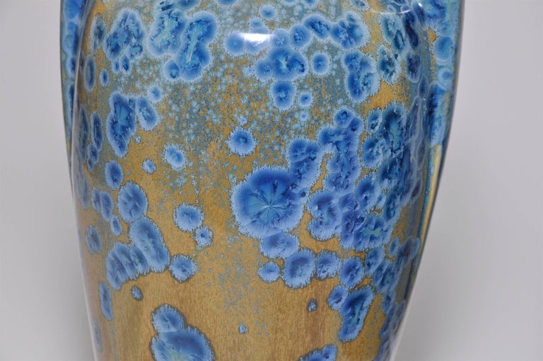 Large Pair of Spectacular French Art Nouveau Crystalline Glaze Blue ...