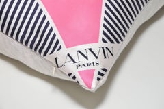 Large Vintage Lanvin Pink Red Green Yellow Silk Geometric Fabric and Irish Linen