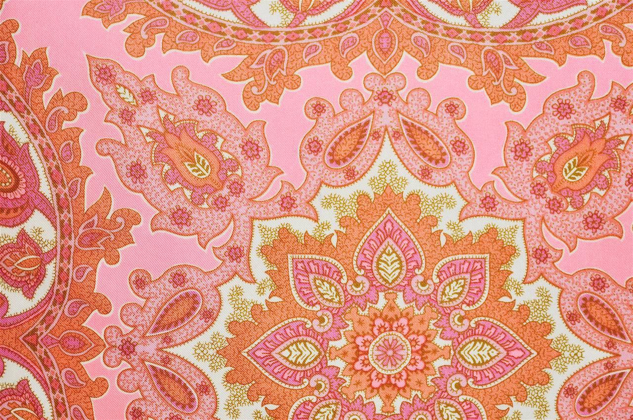 Custom-made one-of-a-kind luxury cushion (pillow) created from an exquisite vintage silk Liberty of London fashion scarf in a hot pink paisley pattern. Paisley print is an iconic design emblematic of the Libertys’ style. Note the early style Liberty