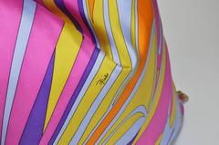 Large Pucci Silk Scarf Cushion Purple Pink Blue Yellow Pillow with Irish Linen