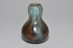French Art Nouveau Pottery Blue Green Crystalline Glaze Pot Vase Pierrefonds