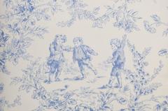 Private Listing - 2x Lumbar Vintage French Blue 'Toile de Jouy' Cushions