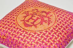 Vintage Hermes Pink Purple Gold Silk Scarf and Irish Linen Cushion Pillow