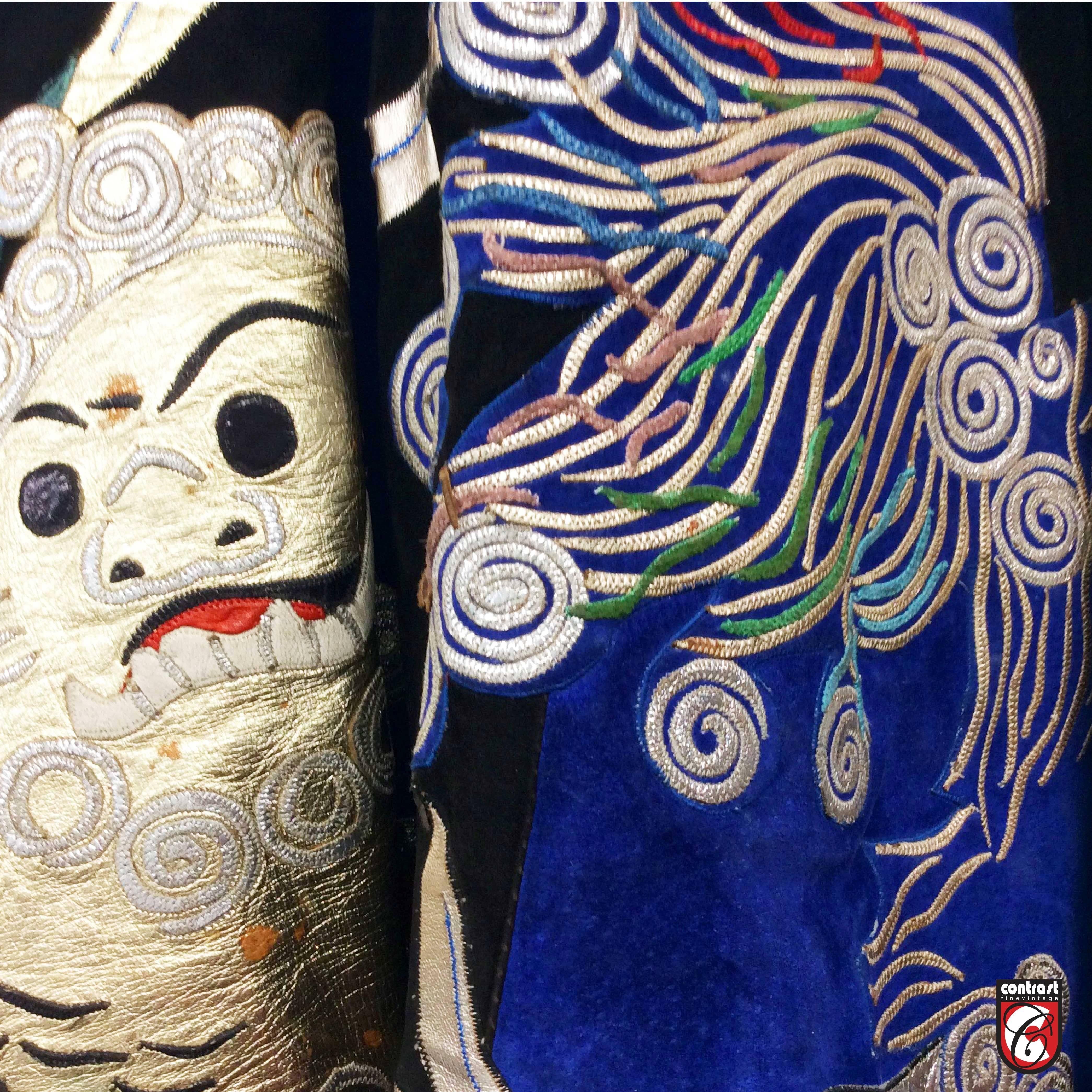 Dyed Fong Leng, Coat Suede and Leather Chinese Motifs, Fashion Design